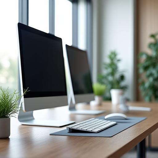 Modern minimal workspace with sleek technology