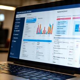 Laptop displaying productivity tools dashboard